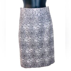 ANTONIO MELANI Snakeskin Paisley White & Black Long Pencil Skirt Sz 2